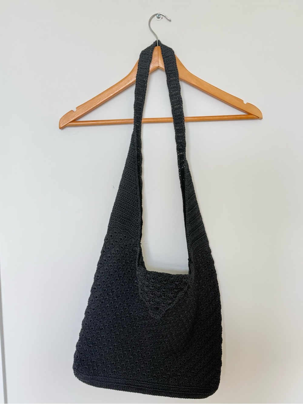 Handmade Black Crochet Hobo Shoulder Bag